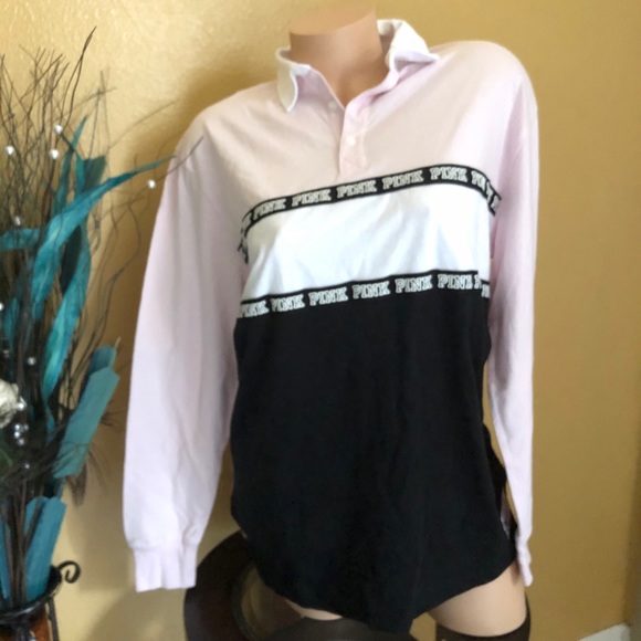 Victoria/'s Secret PINK Cincinnati Reds Jersey T-Shirt Henley Bling White Stripe